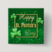 St. Patrick's Day Gold Shamrock Vierkante Button 5,1 Cm (Voorkant)