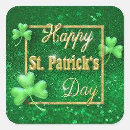 St. Patrick's Day Gold Shamrock Vierkante Sticker