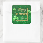 St. Patrick's Day Gold Shamrock Vierkante Sticker (Tas)