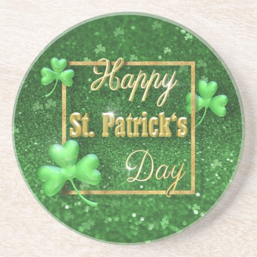 St. Patrick's Day Gold Shamrock Zandsteen Onderzetter (Voorkant)