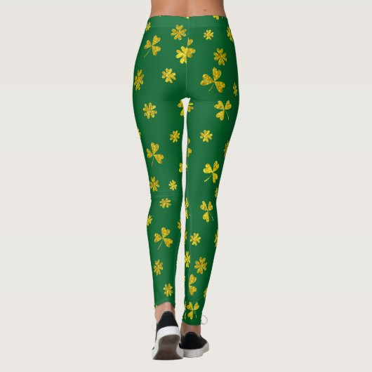 St Patrick's Day Gold Shamrocks Kiss Ik ben Iers Leggings (Achterkant)