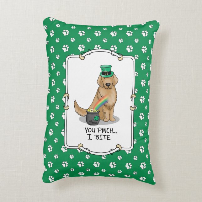 St. Patrick's Day Golden Retriever Dog Accent Kussen (Achterkant (Verticaal))