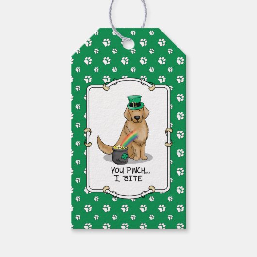 St. Patrick's Day Golden Retriever Dog Cadeaulabel (Voorkant)
