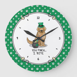 St. Patrick's Day Golden Retriever Dog Grote Klok