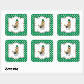 St. Patrick's Day Golden Retriever Dog Vierkante Sticker (Vel)