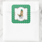 St. Patrick's Day Golden Retriever Dog Vierkante Sticker (Tas)