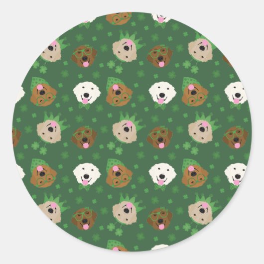 St Patricks Day Golden Retriever Honden Ronde Sticker (Voorkant)