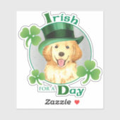 St. Patrick's Day Golden Retriever Vinyl Sticker (Vel)