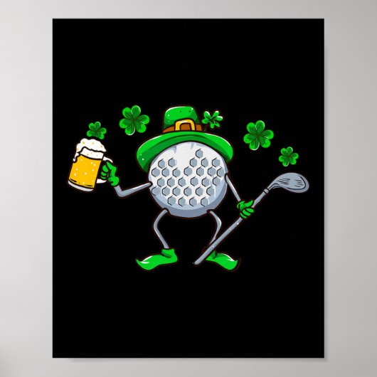 St Patricks Day Golf Golfen Ierse Golfer Bier Humo Poster (Voorkant)