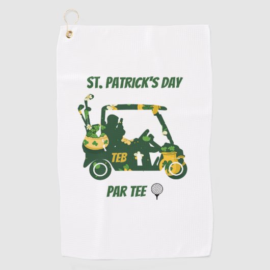 St. Patrick's Day Golf Par Tee Monogram Golfhanddoek (Voorkant)