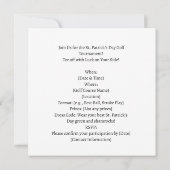 St. Patrick's Day Golf Toernooi Uitnodiging (Achterkant)