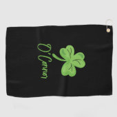 St. Patrick's Day Golfer Custom Lucky Shamrock Golfhanddoek (Horizontaal)