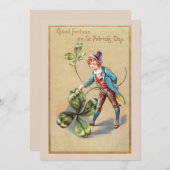  St. Patrick's Day Good Fortune Shamrock Feestdagenkaart (Voorkant / Achterkant)