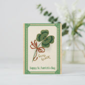 St Patricks Day  Good Luck Shamrock Briefkaart (Staand voorkant)