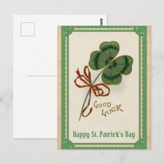 St Patricks Day  Good Luck Shamrock Briefkaart (Voorkant / Achterkant)