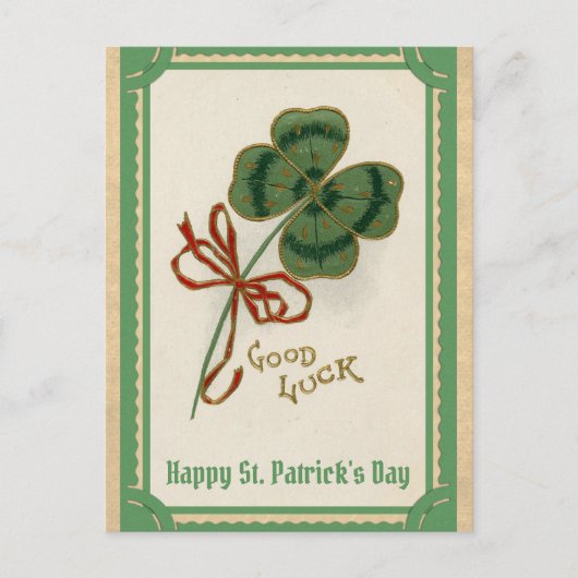St Patricks Day  Good Luck Shamrock Briefkaart (Voorkant)