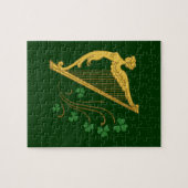 St. Patrick's Day Gouden Harp en Klavertjes Legpuzzel (Horizontaal)