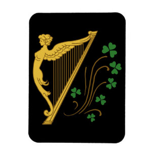 St. Patrick's Day Gouden Harp en Klavertjes Magneet