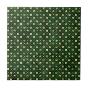 St. Patrick's Day Gouden Klaverblad Vintage Tegeltje