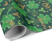 St. Patrick's Day Gouden Klaverbladlint Geluksblad Cadeaupapier (Rol Hoek)