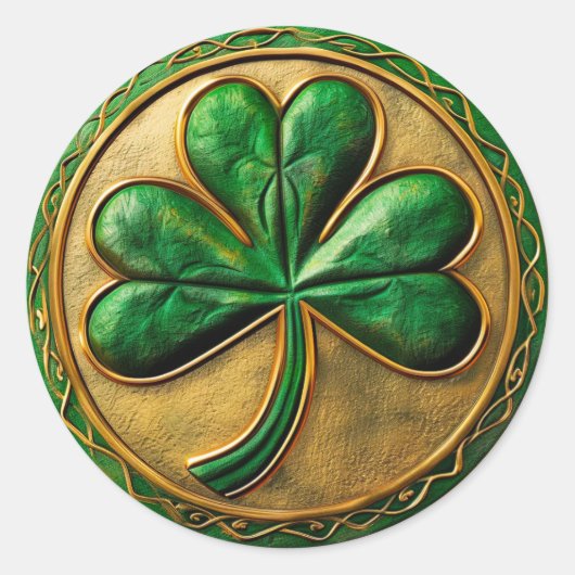 St. Patrick's Day Gouden Munt Shamrock Ronde Sticker (Voorkant)