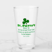 St.Patrick's day grappige bierquote & Shamrock Glas (Voorkant)