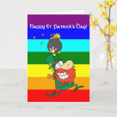 St. Patrick's Day grappige Cartoon gepersonaliseer Kaart (Gele Bloem)