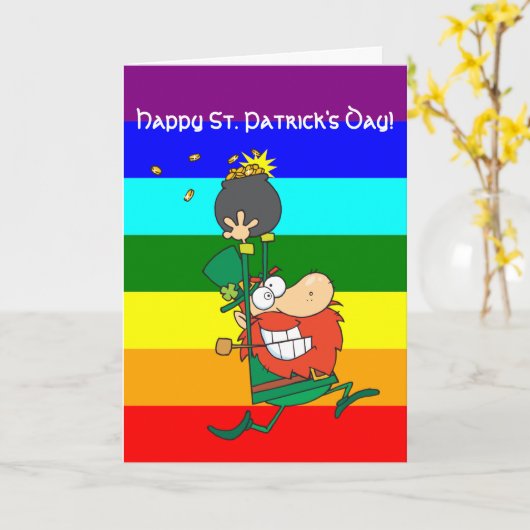 St. Patrick's Day grappige Cartoon gepersonaliseer Kaart (Gele Bloem)