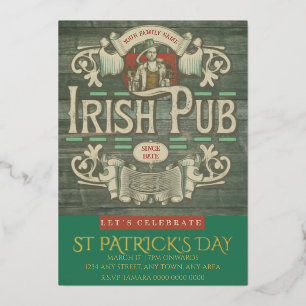 St. Patrick's Day Grappige Gepersonaliseerde Ierse Folie Uitnodiging