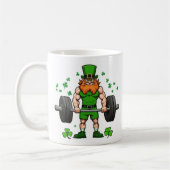 St. Patrick's Day Grappige Leprechaun Barbell Gym Koffiemok (Links)