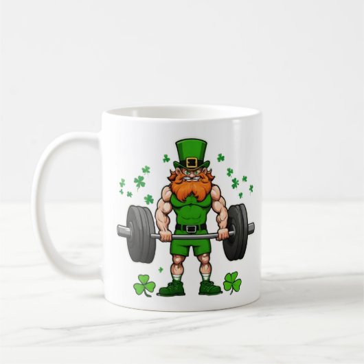 St. Patrick's Day Grappige Leprechaun Barbell Gym Koffiemok (Links)