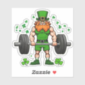 St. Patrick's Day Grappige Leprechaun Barbell Gym Sticker (Vel)