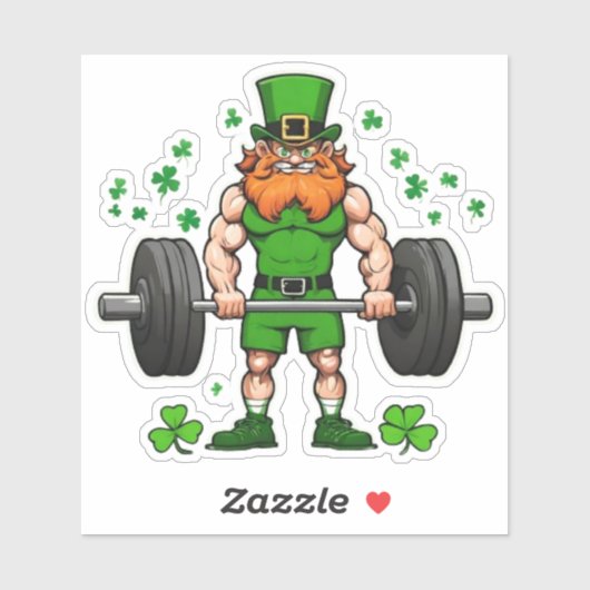 St. Patrick's Day Grappige Leprechaun Barbell Gym Sticker (Vel)