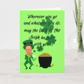 St Patrick's Day Grappige Leprechaun Ierse zegen Kaart (Voorkant)