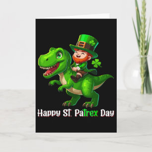 St. Patrick's Day Grappige Leprechaun Rijdt Dino T Kaart