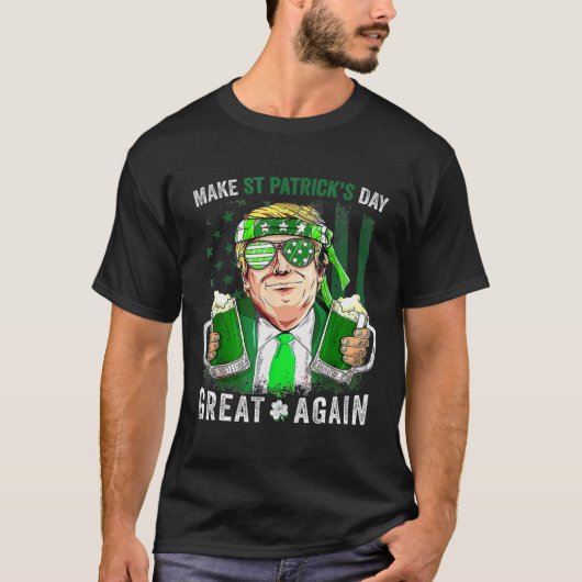 St Patricks Day Great Again Grappig Trump Mannen V T-shirt (Voorkant)