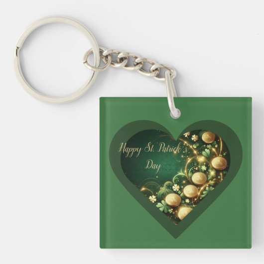 St Patrick's Day Green and Gold Coins Sleutelhanger (voorkant)