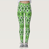 St Patrick's Day Green Argyle Lucky Clover Pattern Leggings (Voorkant)