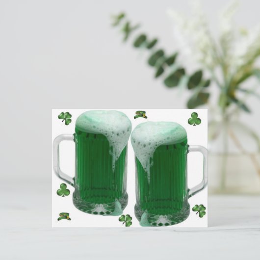 St Patrick's Day Green Beer Briefkaart (Staand voorkant)