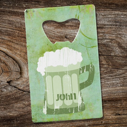 St Patricks Day Green Beer Grunge・Custom Creditkaart Flessenopener