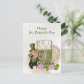 St Patricks Day Green Beer Leprechaun Clover Feestdagenkaart (Staand voorkant)