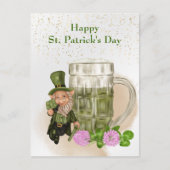 St Patricks Day Green Beer Leprechaun Clover Feestdagenkaart (Voorkant)