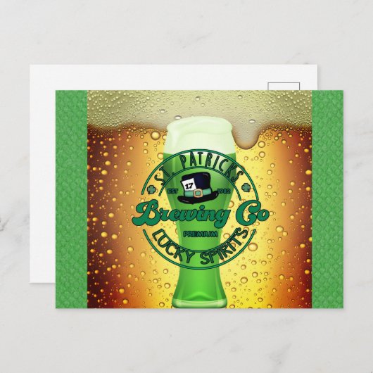 St Patricks Day Green Beer Lucky Spirits Irish Briefkaart (Voorkant / Achterkant)