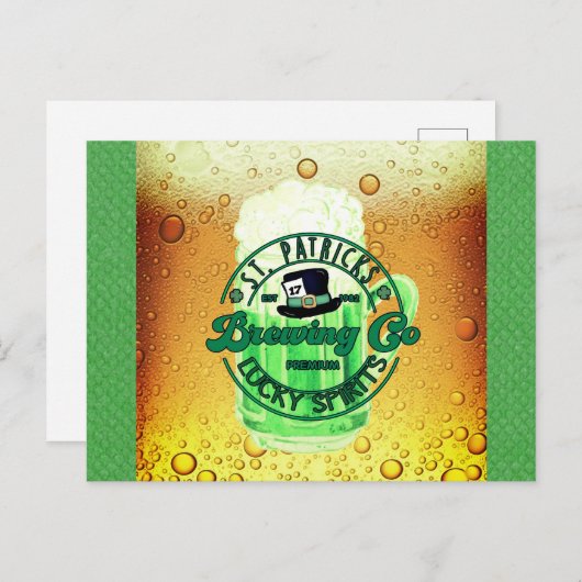 St Patricks Day Green Beer Lucky Spirits Irish Briefkaart (Voorkant / Achterkant)
