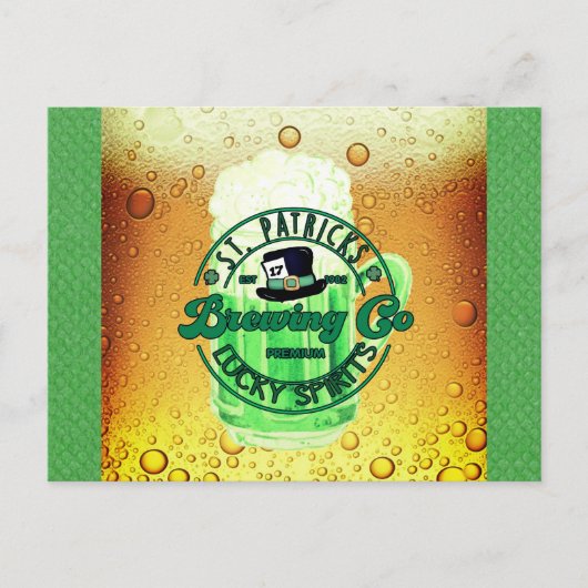 St Patricks Day Green Beer Lucky Spirits Irish Briefkaart (Voorkant)