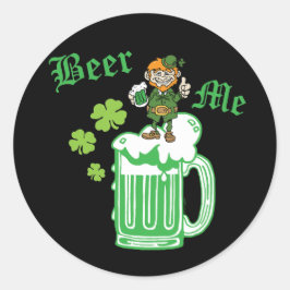 St Patrick's Day Green Beer Me Ronde Sticker