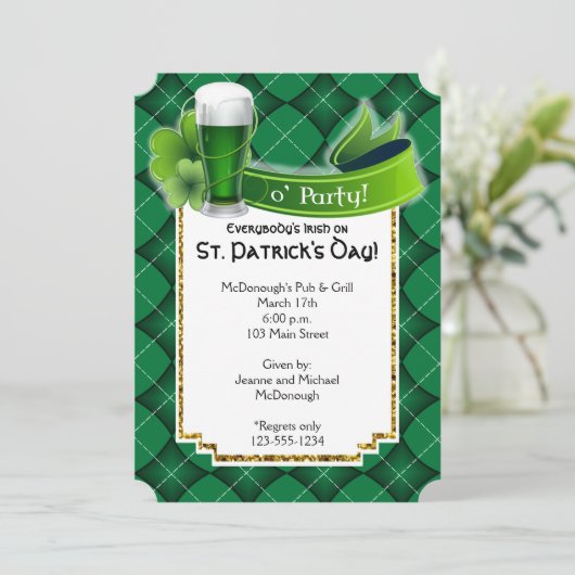 St. Patricks Day Green Beer Party uitnodiging (Staand voorkant)