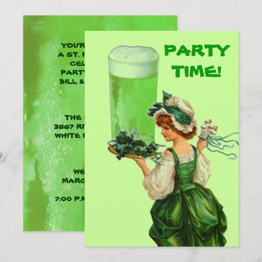 St. Patricks Day Green Beer Party-uitnodigingen Kaart (Voorkant / Achterkant)