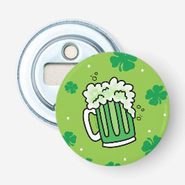 St Patrick's Day Green Beer Pattern Button Flesopener