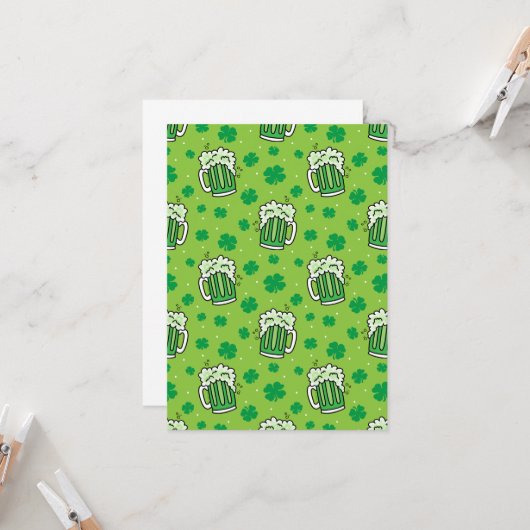 St Patrick's Day Green Beer Pattern Kaart (Voorkant / Achterkant in situ)